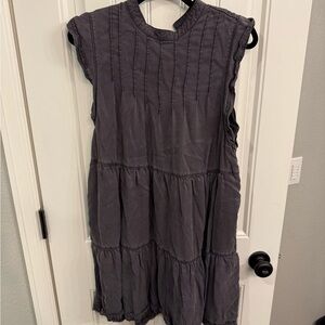 Anthropologie Gray Tiered Mini Dress with Flutter Sleeves
